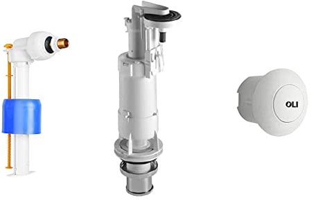 Inbagno Batteria di Scarico per Cassetta Alta, Completa di Tasto e Galleggiante Silenzioso, per Sostituzione Batteria CATIS (Tasto Bianco)