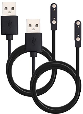 GEARPLEX USB-Ladekabel (2-polig, magnetisch) für Smartwatch, Bluetooth-Geräte, Schwarz (Größe: 7,6 mm, 2 Stück)