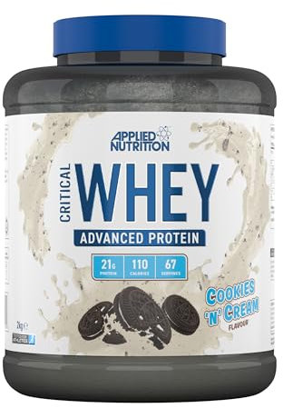 Applied Nutrition Critical Whey Protein Powder 2kg - High Protein Powder, Protein Milkshake, Muscle Building Supplement with BCAAs & Glutamine (2kg - 67 Servings) (Cookies ‘N’ Cream)