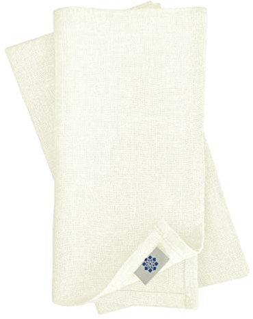 Linen & Cotton Hochwertige 4 x Stoffservietten/Servietten Stoff/Leinenservietten Hygge - 100% Leinen, Weiß/Weiss (32 x 32cm) für Feiern Home Küche Esstisch Dekoration Abendessen Cafe Restaurant