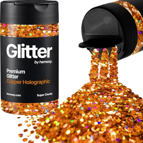 Hemway Holographic Copper Glitter Shaker, 130g Super Chunky Glitter | for Resin & Epoxy Crafts for Decorating, Halloween, Christmas, Nail, Face, Art