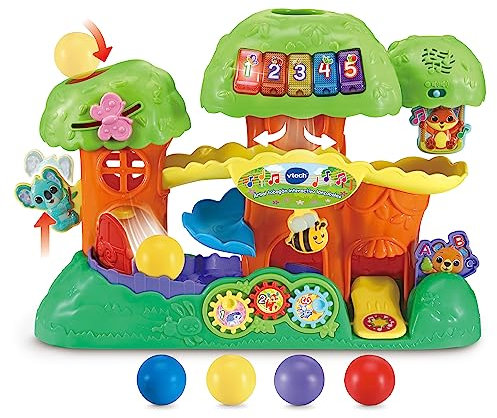 VTech - Árbol tobogán Interactivo Lanzabolas, Juguete para niños +1 año, Lanza Las Bolas y aprende números, Animales, Colores, Versión ESP
