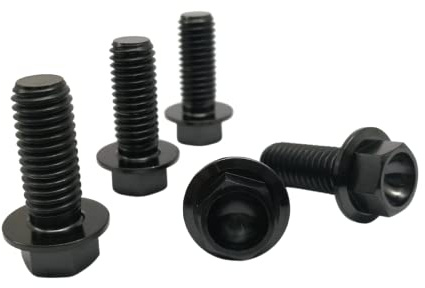 RISON-Titanium Titanschrauben M6x1.0x15mm, Sechskantschraube Flanschschraube in GR5 Titan Luft- und Raumfahrtqualität, Flanschkopf Sechskantschraube für Motorrad und Automodifikationen, 5 Stück