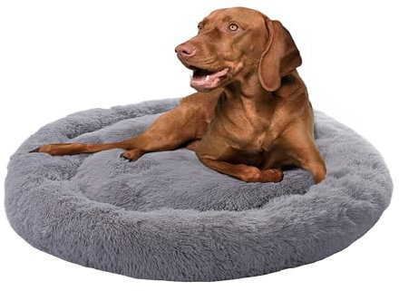 Paco Home Hundebett Katzenbett Flauschig Hundekissen Donut Hundedecke Hund Katze Hundekörbchen Katzenkorb Waschbar, Farbe:Grau, Größe:Ø120 cm