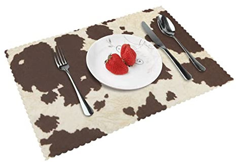 Tischsets mit Kuhfell-Aufdruck, 4 Stück, rutschfest, hitzebeständig, 45 x 30 cm