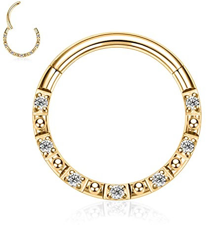 AROWRO Gold Septumring 16G Conch Smiley Orbital Piercing Schmuck Septum Daith Schmuck Nasen Ringe 10mm Septum Clicker Nasen Ringe Hoops Daith Knorpel Conch Ohrringe