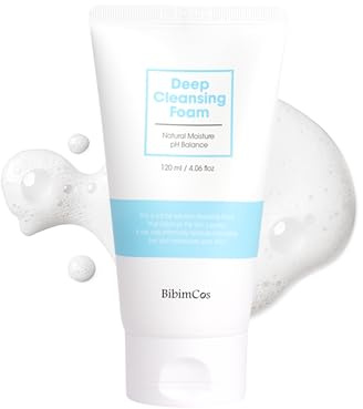BibimCos Face Cleansing Foam Korean Skincare, Hydrating Facial Cleanser mit 8 Hyaluronsäuren, 22 Aminosäuren & Botanical Extracts, Skin Moisture Balance, Geeignet für Den Täglichen Gebrauch, 120ml