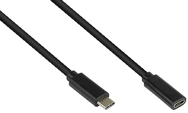 Good Connections USB 3.2 Gen.2 Verlängerungskabel - 10GBit/s, 100W Ladeleistung, 4K@60Hz - USB-C Stecker an USB-C Buchse - schwarz - 0,5m / 50cm