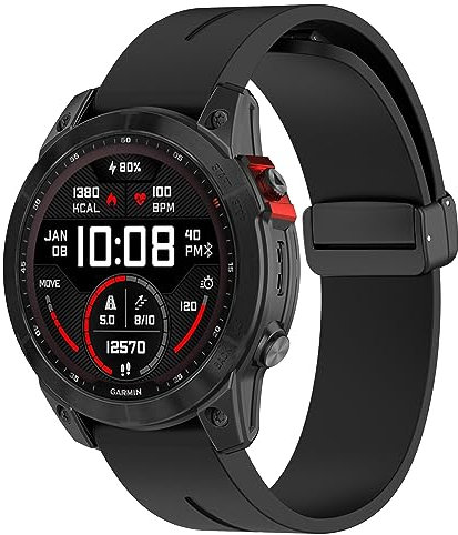 JYMYI Uhrenarmbänder für Garmin Fenix 7s/6s/5s, 20mm Ersatzband Amrband Silikon Armbänder Uhrenarmband für Fenix 6s Pro/7s pro/7s Solar/7s Sapphire Solar/5s Plus/Instinct 2s/Epix Pro 42mm (Schwarz)