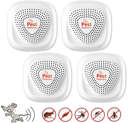 Répulsif de Souris à ultrasons, Anti Mouche, Prise Anti Moustique, Electrique Appareil Répulsif Insectes Interieur - Fourmis, Souris, Rats, Araignées, Cafards, 100% Inoffensif - 4 Paquets