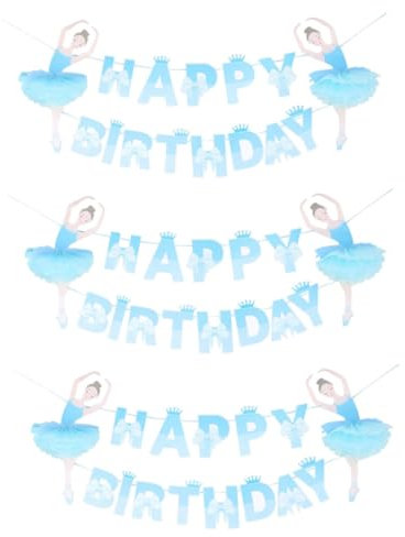 SAFIGLE 3stücke Ballett Mädchen Banner Mit Krone Und Schleife Blaues Geburtstagsdeko Für Mädchen Für Ballettparty Einzigartiges Design Für Unvergessliche Einfach Aufzuhängen