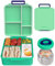 Caperci Bento-Lunchbox für Kinder mit isolierter Thermoskanne – auslaufsicher, hält heiße Lunchbox-Behälter für Kinder, 4 Fächer, tragbarer Griff, zwei Temperaturzonen (Grün)