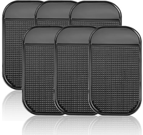 Alfombrilla Coche Universal,Alfombrillas Antideslizantes Coche,6 Tapetes Antideslizantes de Coche PU, Alfombrillas Universales Negras para Interior de Automóvil (138 * 78mm)
