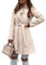 IDEALSANXUN Damen Wollmantel Herbst Winter Zweireihiger Trenchcoat mit Gürtel, Beige, Small
