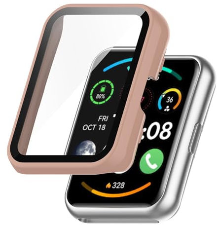 YAODLE Hülle für Huawei Watch FIT 2 Schutzhülle,PC Ultradünne HD Hartglas Glas Kratzfest 360° Rundum Displayschutz (Rosa)