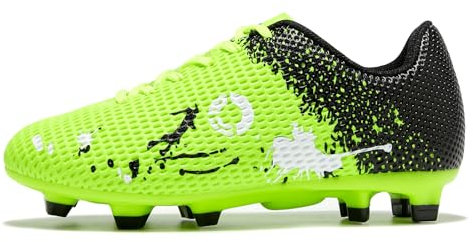 LEOCI Kids' Football Shoes Boys and Girls Outdoor Astro Soccer Boots Rugby Studs Shoes