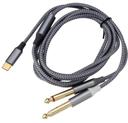 eMagTech Cavo da USB C a 6,35 mm da USB A a doppio cavo audio TS da 6,35 mm 1/4 di pollice cavo AUX Y Splitter per smartphone, tablet, laptop, amplificatore, altoparlante