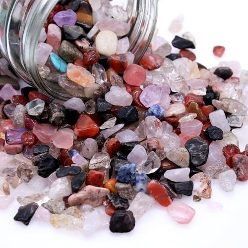 PWGHWG Trommelsteine 500g Große Kleine Edelsteine Mini Mischen 8-12mm Kleine Edelsteine Geeignet für Pflanzen Mini-Landschaften Dekorationen VasenfüLler und Aquarien