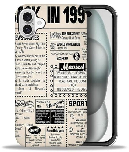 artslion Cute Handyhülle für iPhone 16 hülle 6,1 Zoll, Zeitung Muster Stoßfest Kratzfest Schutzhülle für iPhone 16