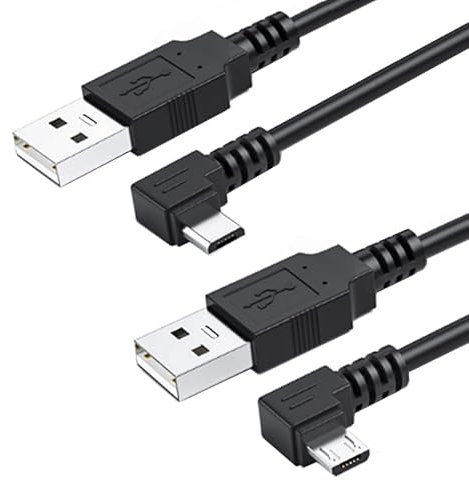 chenyang Lot de 2 câbles USB vers micro USB, USB 2.0 mâle vers micro USB 5 broches mâle, transfert de données, câble d'extension coudé à 90 degrés, 0,1 m