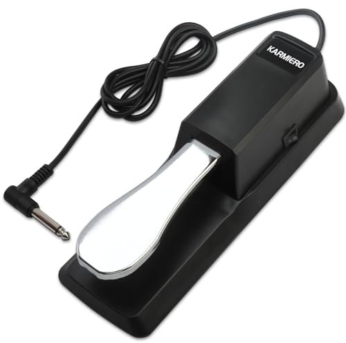Sustain Pedal for Keyboard Universal, Premium Sustain Pedal, Piano Pedal for Keyboard with Polarity Switch for MIDI Keyboards, Digital Pianos, Yamaha, Casio and More, 1/4'' Input Plug by karmiero