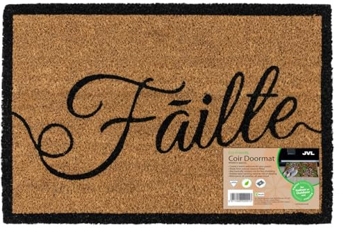 JVL Eco-Friendly Latex Backed Coir Entrance Doormat, 40x60cm - Failte