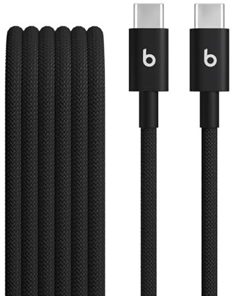 Beats da USB-C a USB-C Cavo in tessuto intrecciato, ricarica rapida, resistente e antigroviglio, caricatore compatibile per dispositivi Apple e Android (1,5 m) - Nero nucleare