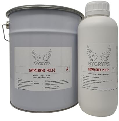 BYGRYPS GrypsCover POLY-S Bianco 9003, 5Kg Vernice Poliuretanica Bicomponente, Protezione per Scafi, Metalli e Pavimenti, Resistente a Usura e Agenti Chimici, Elevata Adesione