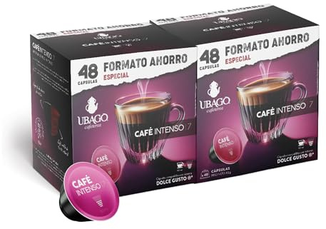 Ubago Café en cápsulas Café Espresso Intenso, compatible con capsulas Dolce Gusto, intensidad 7/8, oferta de 96 unidades