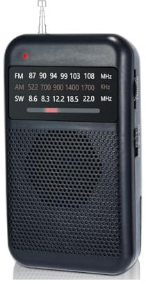 Raypow Radio de Portátil, 3 Bandas Radios de Transistor Am FM SW3 Bolsillo Portátil Funciona con 2 Pilas AA, Radio de Pequeña de Bolsillo Viaje FM,Altavoz Fuerte,Uso en Interiores, Exteriores.
