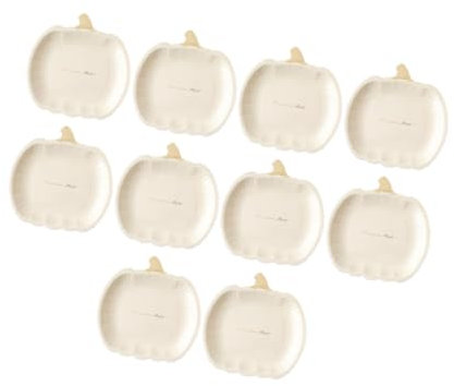 LOVIVER 10 Pezzi di Piatti di Carta a Forma di Zucca di Halloween, Piatti da Portata, Vassoi da Portata, Decorazioni per Tavoli, Bar, Ristoranti, Feste di HAL, 9 Pollici Beige