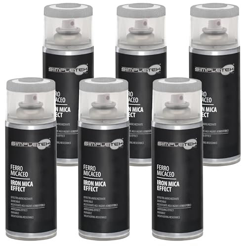 SIMPLETEK - 6x Bombolette Spray Vernice per Ferro Grigio chiaro V400MIC.2 Metallo Ringhiere Cancello Garage 400 ml Universale (Kit da 6 pezzi)