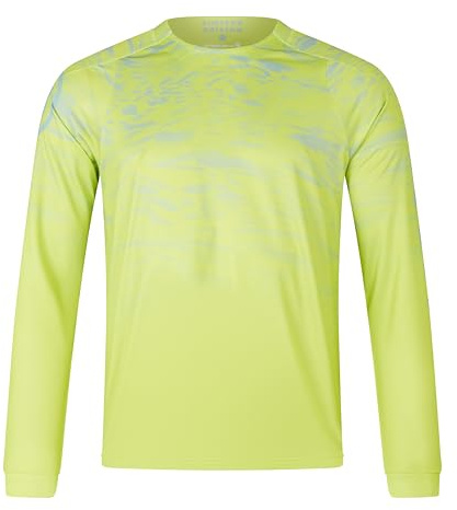 Endura Men's Marble Printed Long Sleeve Cycling Tee, Lime Green, XXL