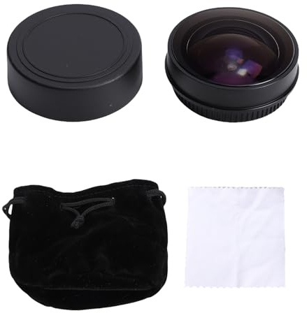 Kikumi Camera Fisheye Lens Aluminum Alloy Optical Glass Wide Angle 0.2X Fisheye Effect Lens for 37mm Camera Lens