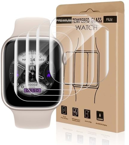 4 Pack Soft TPU Verre Trempé pour Apple Watch Series 7/8/9(45mm),