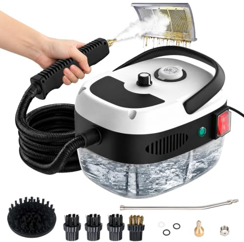 Dampfreiniger Handgerät,6-stufig einstellbarer Dampfreiniger,2500W Hochdruck Handdampfreiniger mit 1L Wassertank,10s Schnellheizungs Handdampfreiniger für Küche, Bad, Auto, Fliesen & BBQ Reinigung