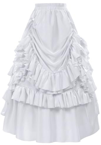 Dam Renässans Hög Kjol Vintage Gotisk Layered Bustle Maxi Kjolar