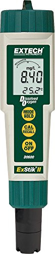 Extech DO600 Waterproof ExStik II Dissolved Oxygen Meter | DO percent saturation or mg/L, salinity and temp compensation, auto calibration, data hold, MIN/MAX