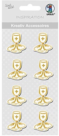 Ursus 564000213 - Kreativ Accessoires, Kelch 2, gold, 8 Stück, selbstklebend, aus verschiedenen hochwertigen Materialien, zum Dekorieren von Karten und Geschenke
