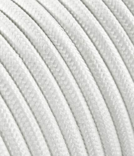Cavo elettrico tondo rivestito in tessuto colorato per lampadari, lampade, abat jour. Il cavo elettrico diventa design! Scegli fra 30 colori. 10 Metri 2x0,75. Made in Italy! Bianco