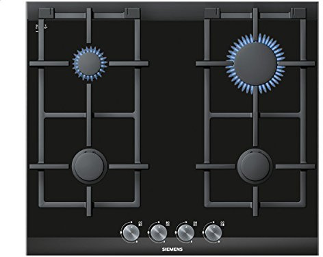 Siemens ER626PB70D iQ700 - Piano cottura a gas, in vetroceramica, 60,2 cm, supporto lavabile in lavastoviglie, in acciaio INOX