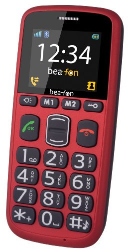 Beafon S35i Großtastenhandy (4,5 cm (1,77 Zoll) Display, Notruftaste, Bluetooth) inkl. Tischladegerät rot-gummiert