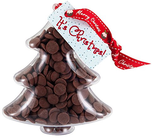 ButtonChocs Christmas Chocolate Tree - It's Christmas. Belgian Milk Chocolate Gift for Christmas.