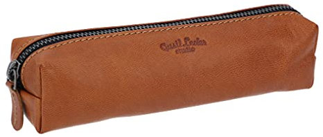 Gusti Stiftemappe Leder - Addison Federtasche Federmappe Schlampermäppchen Stiftetui Leder (Haselnuss)
