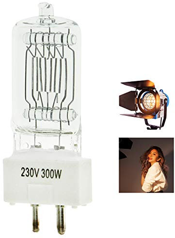 Pyxelstudio Lot de 1 Photo Studio Vidéo Fresnel Ampoule Halogène Mandarine Eclairage Continu 300W 3200K 230V GY9.5