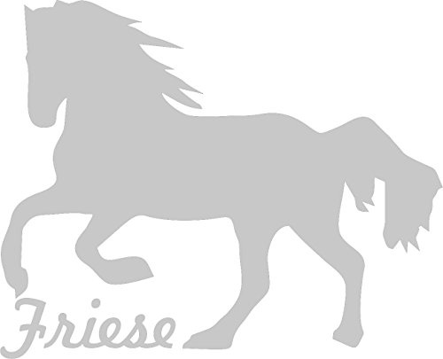 Werbetechnik Sotirios Papoutsis 2X Auto Aufkleber Friese Pferd 2X Car Sticker Konturgeschnitten (ca. 11x9 cm) (Silber)