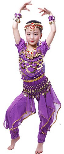 Astage Fille Carnaval Belly Dance Costume Haloween Oriental Cosplay Vêtements Violet L