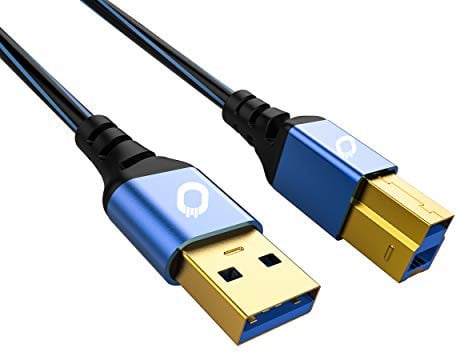 Oehlbach USB Plus B3 - USB 3.0 - Câble d'imprimante Audio Type A vers Type B - Gaine en PVC - OFC - Bleu/Noir - 50 cm