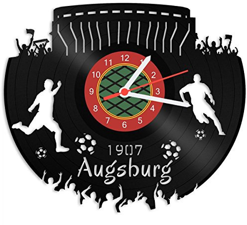 GRAVURZEILE Schallplattenuhr Augsburg - 100% Vereinsliebe - Upcycling Design Wanduhr aus Vinyl Made in Germany