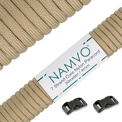 Namvo 550 Paracord Mil Spec Type III 7 Strand Parachute Cord Total Length 100ft/30 Meters Solid Color